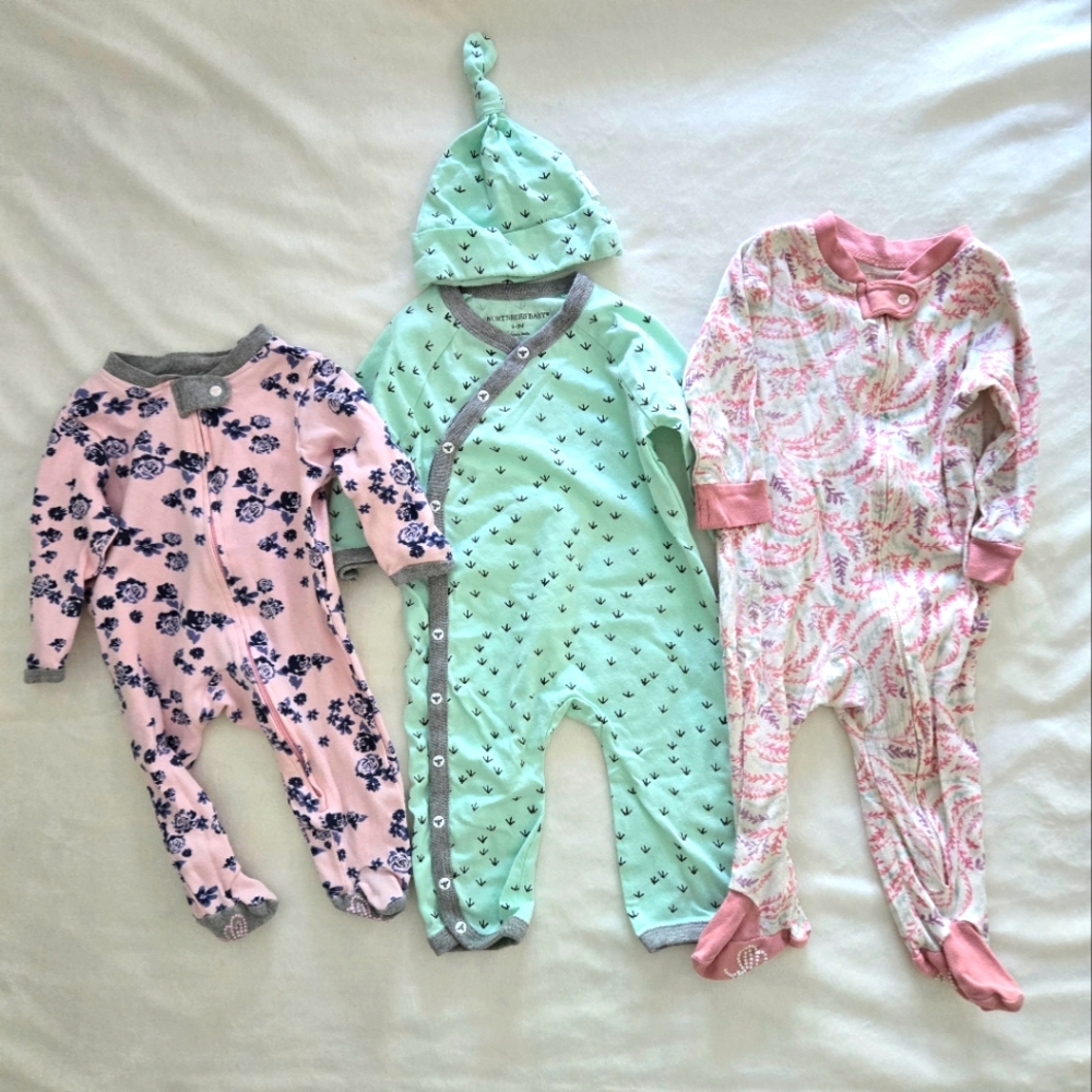 Lot of Burts Bees Baby Pajamas
